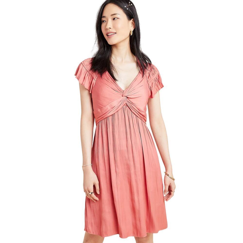 Current air Sherri Twisted Mini pocket dress coral satin pink sz XS formal EUC